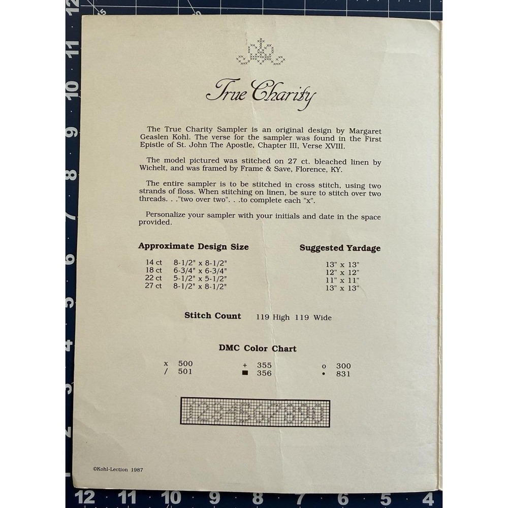 True Charity Sampler Pattern Chart Booklet Kohl-Lection 1987 - Picture 4 of 4
